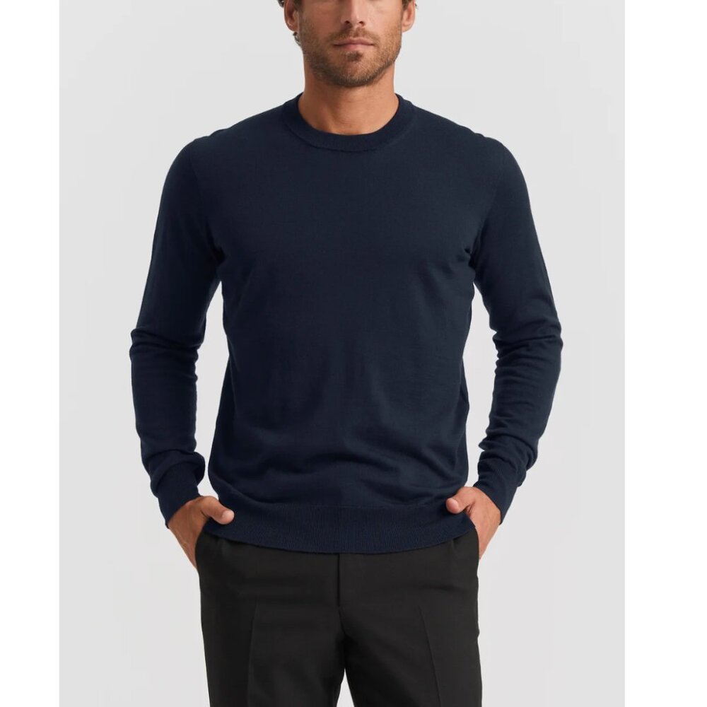 Son of a Tailor 100% Merino Wool Classic Pullover Lightweight Sweater XL Navy